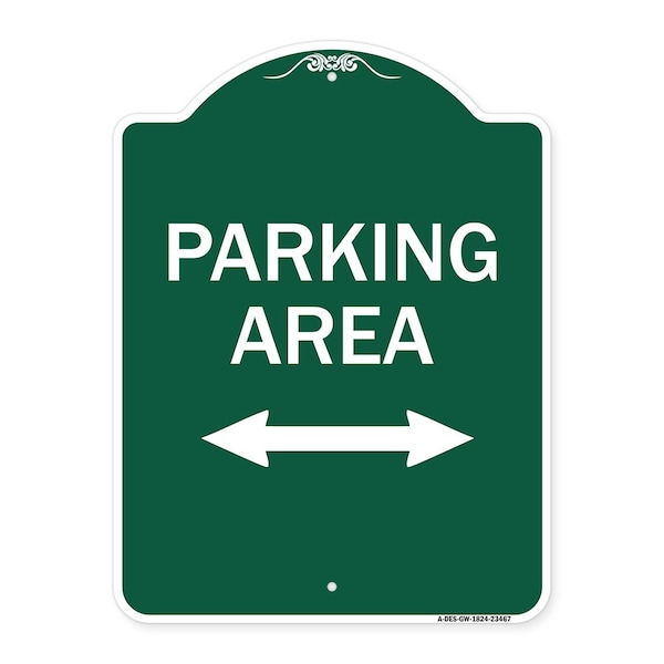 Signmission Parking Area W/ Bidirectional Arrow, Green & White Aluminum Sign, 18" x 24", GW-1824-23467 A-DES-GW-1824-23467 - main